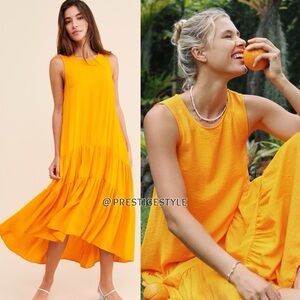 Anthropologie Vibrant Orange Sleeveless Dress